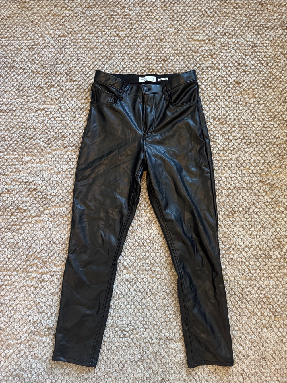 Abercrombie & Fitch Black Vegan Leather Skinny High Rise Pants Size 8